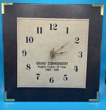 VTG Rare Leather Grand Commandery Knights Templar Working Clock 1983-84 9”x9” picture