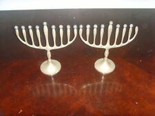 2 for price of 1 Vintge Solid Brass Hanukkah Menorah Jewish judaica Hebrew 48630 picture
