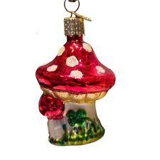 HTR Retired Old World Christmas Lucky Mushroom Clover Glass Glitter Ornament  picture