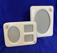 Pair of Vintage Ceramic Picture Frames with Flower Bouquets on each Corner picture