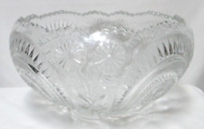 Vintage L.E. Smith Glass Cupped Punch Bowl  Pinwheels and Stars 8.5