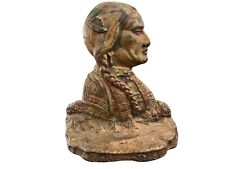 Antique Early 1900’s Bronze Bust / Figurine / Sculpture of Squaw. Marked. picture