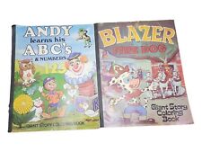 Vintage Giant Coloring Books Blaze Fire Dog And Andy Learns ABCs And Nunbers picture