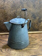 Antique Gray Fleck Graniteware Cowboy Camp Fire Coffee Pot Enamelware  ~ camping picture