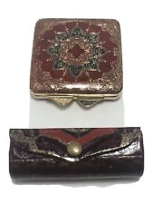 Vintage Fiocchi Leather Embossed Compact Case & Lipstick Case Holder picture