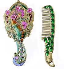 MULHUE Hand Held Mirror, Vintage Hand Mirror Peacock Flower Pattern Decorativ... picture