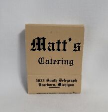 Vintage Matt's Catering Matchbook Dearborn Michigan Advertising Matches Full picture