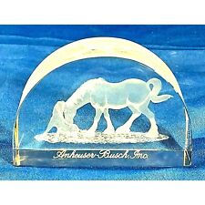 Anheuser Busch Clydesdale Mother Mare and Baby Foal Crystal Glass Paperweight picture