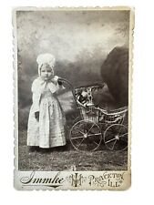Antique Cabinet Card Photograph Girl With Her Doll ID Princeton ILL 1891 IMMKE picture