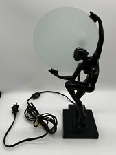 ART-DECO 1984 NUDE Lady Holding Moon Frankart Style Lamp  BY MANN Black  picture