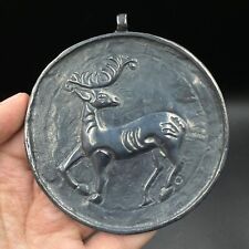 Ancient Sassanian Sassanid Solid Silver Pendant With Beautiful Deer Picture picture