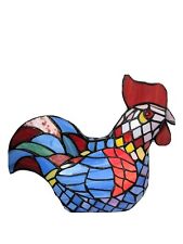 Chicken Rooster Stained Glass Night Lamp Tiffany Style Country Vibrant has Flaw picture