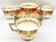 4 SPODE COPELAND & GARRETT LATE SPODES GOLD ENCRUSTED CUPS & SAUCERS c1833; 4779 picture