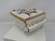 Stunning Porcelain Piano Trinket Box Covered in Applied Flowers picture