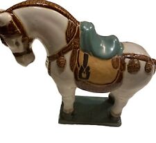 Majolica Glazed Ceramic Horse Pony Statue 1960’s Italy Hollywood Regency Style picture
