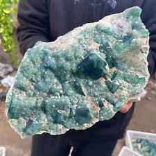 10lb Large NATURAL Green Cube FLUORITE Quartz Crystal Cluster Mineral Specimen picture