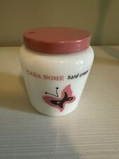 Vintage Cara Nome Hand Cream White Glass Jar w/pink Metal Lid Empty picture