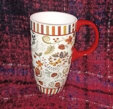 'Cypress Home' White / Burgundy Owl Porcelain Latte Mug Cup No Lids picture