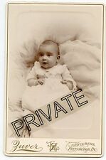 Original Antique Cabinet Photo-Pittsburgh Penn-Baby-Long Gown-Big Eyes-1/2 Smile picture