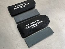 2  New Carborundum Pocket Sharpening Stone &  Case Knife Edge Hone Tool picture