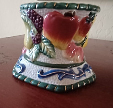 Fitz & Floyd Fruits Al Fresco Ceramic Hand Painted Candle Holder Stand - EC picture