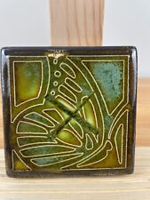 Motawi Tileworks Butterfly Green Yellow Brown Tile Art Pottery 4x4  picture