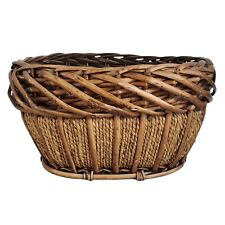 Oval Woven Basket Grapevine Twine Rope Braided Natural Brown 11