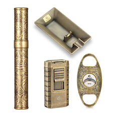 Galiner Gold Cigar Ashtray Portable Cigar Cutter Cigar Tube Torch Cigar Lighter picture