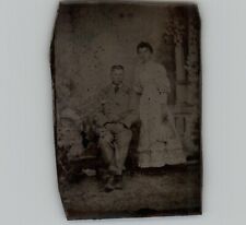 Antique 1800's Husband and Wife Tin Type Photos picture