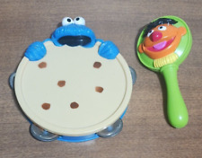 Lot of 2 SESAME STREET Tambourine & Maraca Vintage Cookie Monster, Bert & Ernie picture