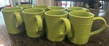 Set Of 8 Ridged Green Mugs Cups By Greenbrier international Coffee Tea Hot Cocoa picture
