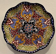 12” Vintage Mexican Pottery Talavera Decorative Wall Plate Artisan Signed picture