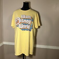 Disney Parks Walt Disney World Retro Rainbow Logo Mickey Yellow Shirt Large  picture