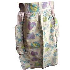 Womens Vintage Kitchen 1/2 Apron 1950s Lilac/Purple Trim Butterfly Fruits Candy picture
