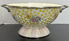 Mackenzie Childs Buttercup Colander Strainer Large Yellow Polka Dots Retired picture