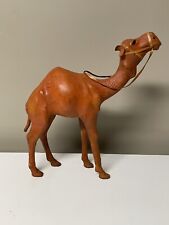 Leather Wrapped Decorative Camel Figure Statue Glass Eyes 15” Tall picture