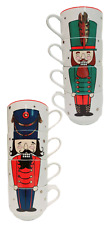 The Cellar Holiday Cheer Nutcracker Stackable 11oz Mugs - Set of 4 - NEW picture