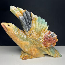 477g Natural Crystal Mineral Specimen. Amazon Stone. Hand-carved Eagle.Gift.RE picture