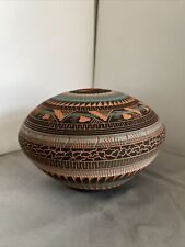 Navajo Susie Charlie Signed Etched Clay Pottery Vase Pot Bowl Native American picture