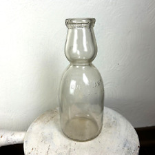 Vintage Glass Milk Bottle Silver Seal Meadow Gold Embossed Quart Milk Creamer picture