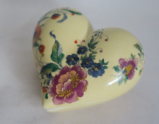 Heart Trinket Box Sandra Pailet Signed Floral Design Porcelain Jewelry Japan Vtg picture