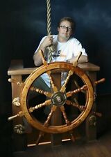 Antique Pirate wonderful home décor Ship Wheel Wooden Captain Boat Gaston Style picture