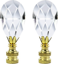 Crystal Lamp Finials, 2 Pack Teardrop Shape Clear Faceted Crystal Lamp, New picture