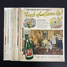 Vintage 1947 - 1962 Seven-Up 7up Soda Print Ads Lot of 9 picture