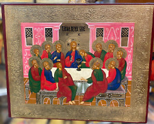 handmade Russian icon of the last supper from the late19th century picture