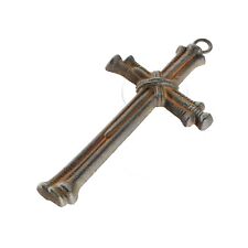 Ornamental Cast Iron Cross Of Nails Hanging Wall Crucifix Sealed Antiqued Finish picture