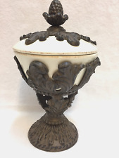 GG Collection Pedestal Acanthus Leaf Pine Cone Bowl Ceramic Nut Candy Bowl picture