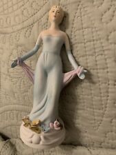 Vintage Nuova Capodimonte Fine Porcelain Lady With Flowers Figurine @ 7 in picture