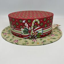 Mary Engelbreit 2000 Hat Gift Storage Box Christmas Holly Candy Canes Red Green picture