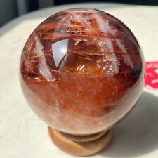 1.75LB Rare High Quality Red Crystals Quartz Sphere Crystal Healing Ball+Stand picture